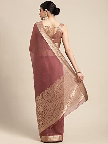 Image of AKHILAM Women's Linen Blend Jacquard Saree With Unstitched Blouse Piece (8SDZ13 Parent)