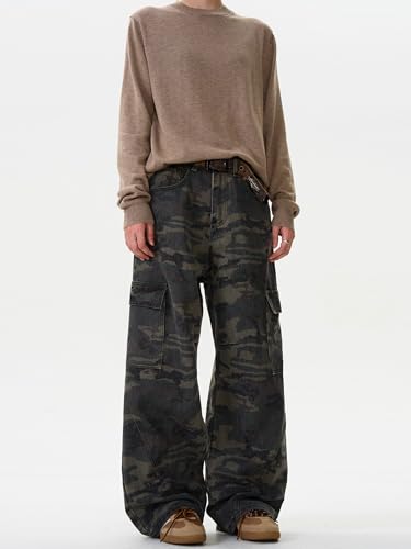 Men's Jeans Camouflage Work Pants Loose Fit Straight Leg Vintage Style Trouser for Men3