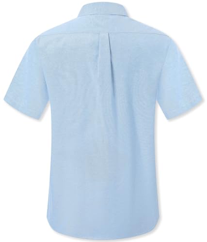 Image of SANGTREE Men & Boy Striped Multicolor Oxford Cotton Shirt,Comfortable Fit,Short Sleeve Collared Shirt