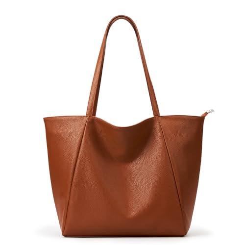 Image of KALIDI Large Tote Bag Vegan Leather Casual Zipper Work Bag Weekender Hobo for Women 16L Oversize Shoulder Travel Purse