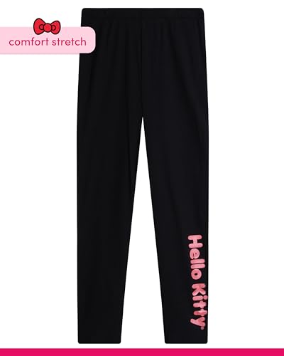 Image of Hello Kitty Girls Pants Set - 3 Piece Zip Up Vest, Long Sleeve Graphic Shirt, Fleece Pants - Matching Set for Girls (2T-12), Size 2T, Pink /Black /Leopard