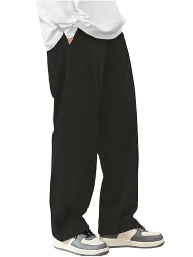 Image of The Goal Studio Men's Premium Corduroy Wide-Leg Trousers | Retro Textured Baggy Sweatpants | Korean Minimalist Relaxed Fit Joggers | Stretchable Lower | Y2K