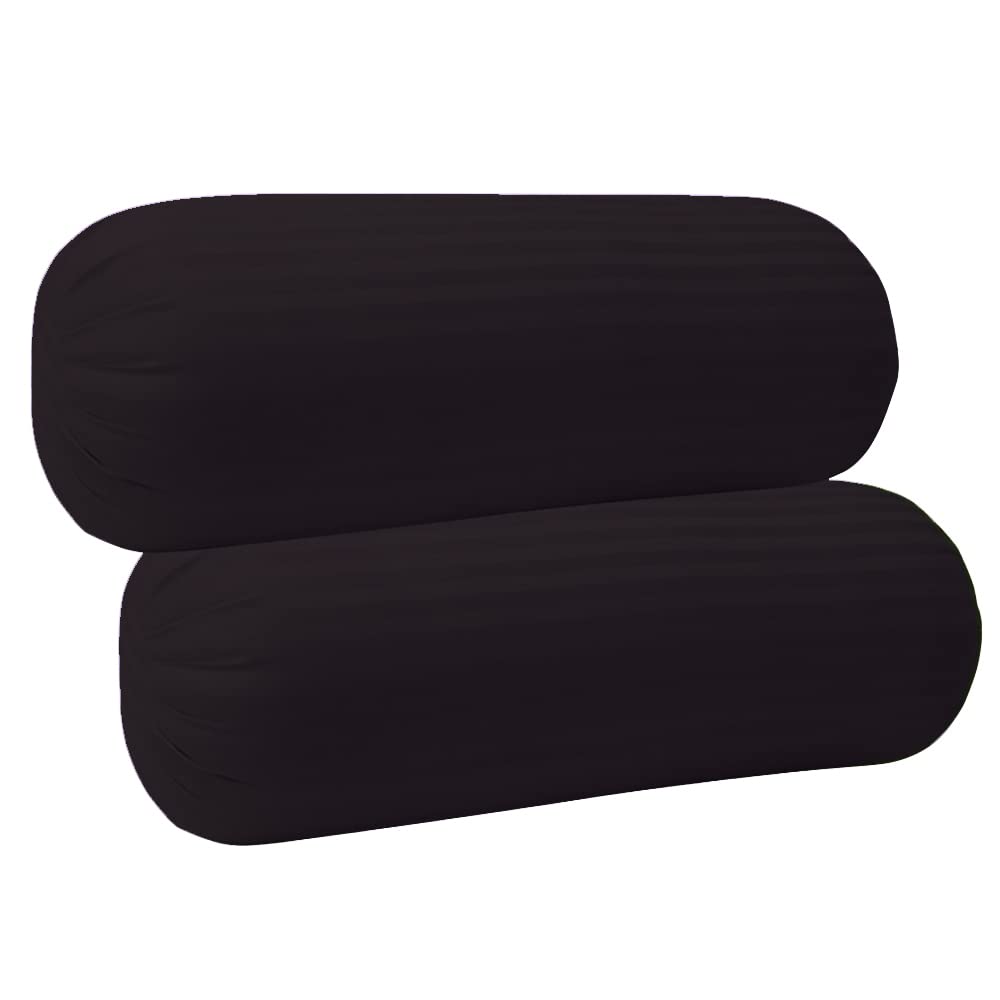 Trance Home Linen 100% Cotton 16x32 inch 200TC Striped Bolster Cover | Round Bed Side Long Bolster Pillow Cover to fit 24" Length 9" Dia | Pack of 2 Bolster Cover only (16x32 inch,Black) (B09P6GP7LZ) Amazon Price History, Amazon Price Tracker