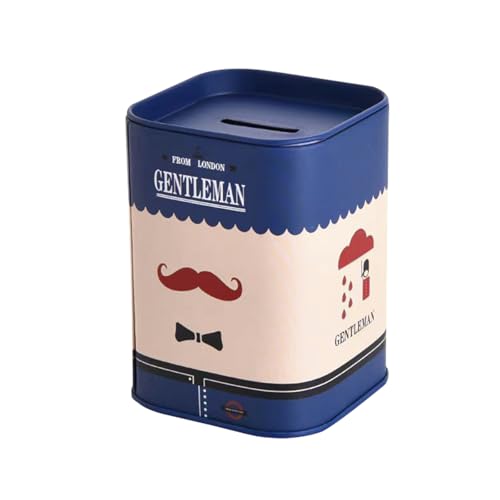 1Pcs Tinplate Piggy Bank Square Money Box Metal British Style Storage Jar Cartoon Children S Piggy Bank