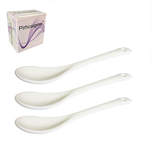 Pirhosigma 3 Pcs Porcelain Egg Spoons Ceramic Spoons 5 Inch Coffee Dessert Yogurt Tea Milky Tea #TOP8