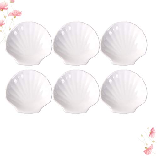 Hemoton 6Pcs Ceramic Sauce Dish Sea Shell Shaped Seasoning Dishes Sushi Dipping Bowl Appetizer Plates Ceramic Serving Individual Condiment For Home Kicthen 4Inch #TOP1
