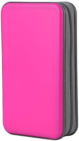 CD Case Hard, alavisxf xx 96 Capacity Plastic Portable Travel CD Case Protective Zipper DVD Case Holder Disc Car Storage Wallet Bag (96 Capacity, Hot Pink)