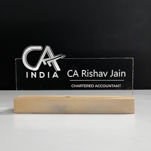Image of Customized LED Name Plate for Office Desk Table Name Sign Gift For CA Chartered Accountant Aspirants Student Motivational decor Size (10 x 6 inch) (For CA (Chartered Accountant)