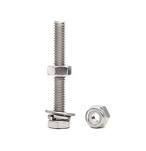 3/8"-16 x 5 Hex Bolts Washers Nuts Set, 20 Pieces, 304 Stainless Steel, Plain Finish