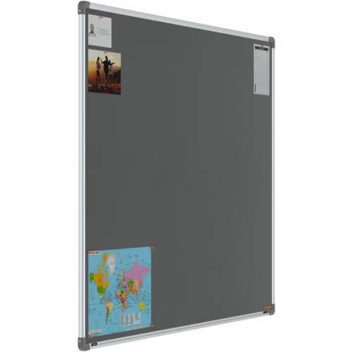 Image of Scholar Art Metis 4x5 Feet Bulletin Notice Board for Office, Home & School | Vibrant & Versatile Crape Cloth + High Density Soft Board for Pinning Photos, Sticky Notes & Reminders (Grey)