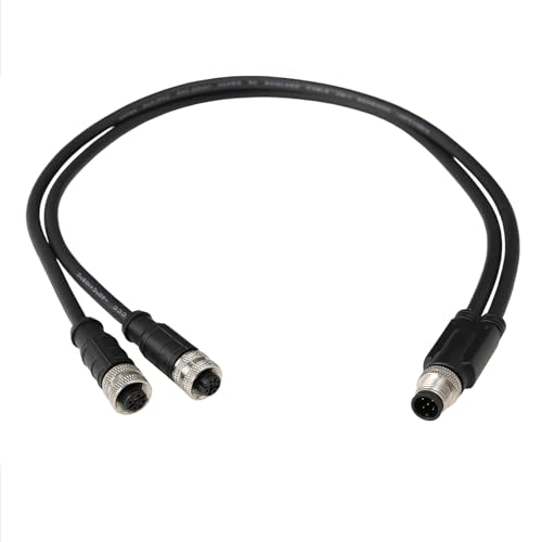 HangTon M12 T-Splitter Cable, 5-Pin for Balluff Industrial Automation Actuator Sensor Profibus Fieldbus, Data Power Signal, IP67 PVC Shielded 50cm