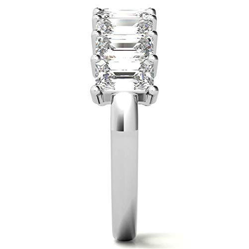 Love Band Excellent Emerald Brilliant Cut 0.40 Carat, Moissanite Diamond Promise Band, Prong Set, Eternity Sterling Silver Band, Valentine's Day Jewelry Gift, Customized Band For Her (7.5) #TOP4
