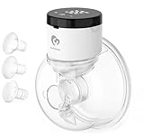 Bellababy Wearable Breast Pump, Portable Wireless Wearable Breast Pump with Touchscreen LCD Display 4 Modes & 6 Levels, (Extra Insert Size:17mm,19mm,21mm)