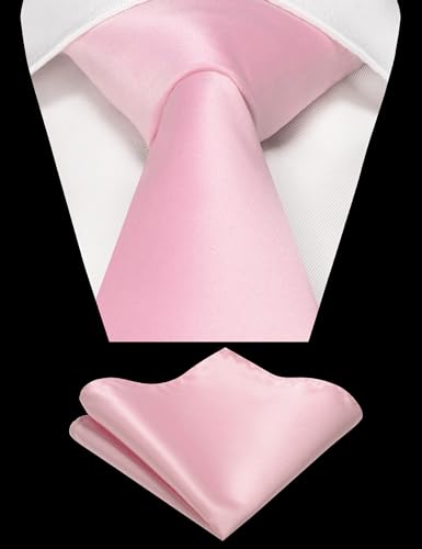 Image of RBOCOTT Solid Color Tie and Pocket Square Hankerchief with Lapel Pin Set for Men