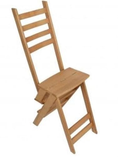 كرسي من خشب الزان قابل للتحول ايضا الى سلم ب4 درجات، بيج