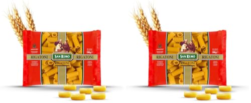Image of San Remo Rigatoni Pasta- 500gms | Durum Wheat Semolina | No Maida | Ridged Tube Pasta for Chunky Sauces & Bakes | Vegan-Friendly (Pack of 2)