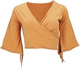 GURU SHOP Elfen Top, Top Goa-chic, Wickeltop - Curry, Damen, Size:L