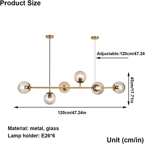 Lustre globe doré à suspendre solution d'éclairage réglable pour grands plafonds de salon
