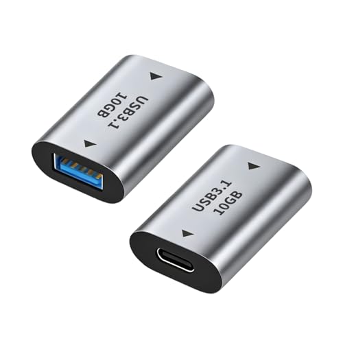 Pawubai 2 Pièces Adaptateur USB C Femelle vers USB Femelle 3.1 Gen 2 10Gbps, Adaptateur USB C vers USB 3.1, Charge Rapide 5V 3A et Synchronisation Données, Adaptateur OTG pour Téléphones Tablettes PC