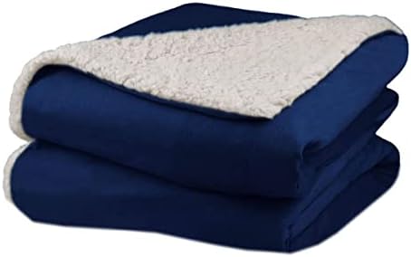 Biddeford Blankets Micro Mink Sherpa Electric Heated Blanket with Digital Controller, King, Navy