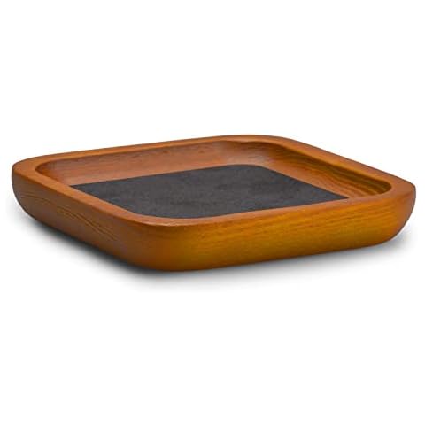 Oirlv Solid Wood Jewelry Display Tray Small Jewelry Tray Rings Earrings Bracelets Necklace Holder Organizer (Small, Grey) Cover
