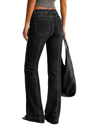 BTFBM Straight Leg Jeans for Women Stretchy Curve Appeal Pants Black - image 3