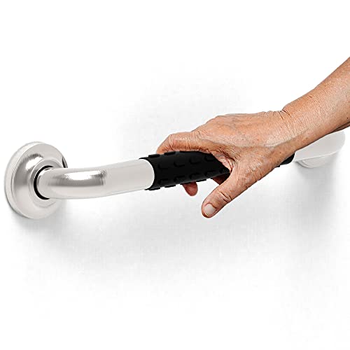 Ameriluck 2-Pack 16 Inches Designer Bath Grab Bar With Anti-Slip Rubber Grip, Ada Compliant Supports 500Lbs, Brushed Nickel #TOP3