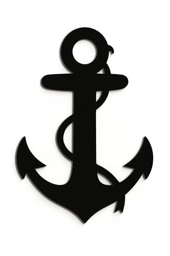 BEKERART Large Anchor Wall Art Coastal Outdoor PVC Sign Weatherproof Nautical Beach House Decor All-Weather Gable or Porch Wall Decoration Durable PVC Home Art (Black 16 Inches)
