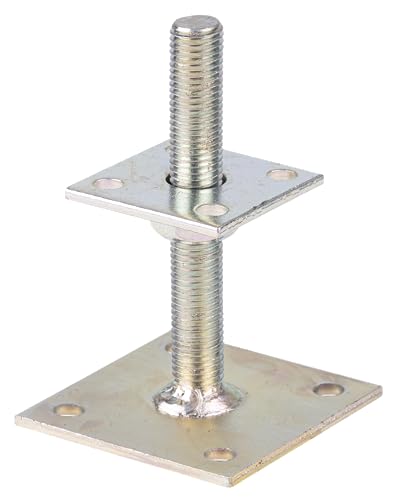Alberts 218102 Pfostenträger | zum Aufschrauben | galvanisch verzinkt, dickschichtpassiviert | höhenverstellbar 30 - 150 mm | 70 x 70 mm