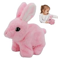 Lapin Interactif Réaliste Fenayuu – Peluche 16 Cm – Saute Et Remue Les Oreilles – 2 Piles AA – Cadeau Pâques Ou Anniversaire