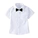 Boys Girls 3-Piece Dress Shirt Set Short Sleeve Turn-Down Collar Shirts with Bow Tie Summer Casual Student School Uniform Outfit Tops Size 2-15 Years