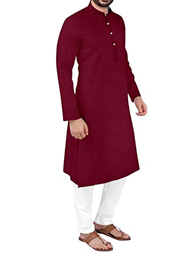 Image of Gauri Laxmi Enterprise Men Cotton Blend Straight Kurta