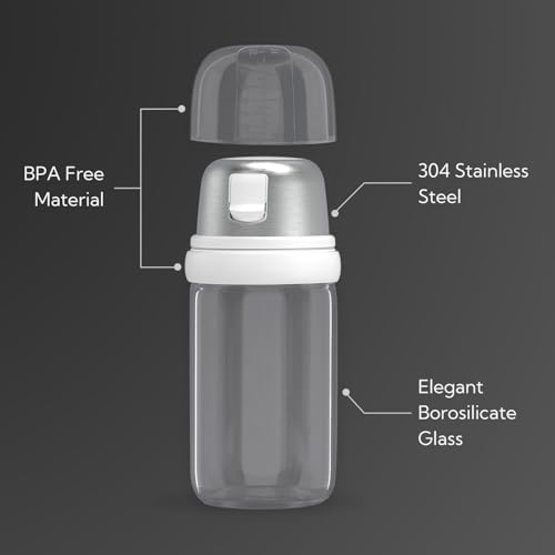 Image of KTCHENDAO 2 in 1 Glass Salt Shaker with Side Pour Spout, Built-in Lid to Slow Down Dampness with Mearsuring Marks, Elegant Borosilicate Glass Salt Dispenser for Kitchen, BPA Free, 4oz (White)