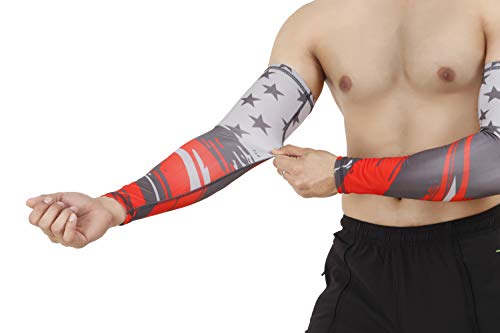 Image of NEVER LOSE Printed Arm Sleeves for Men & Women, Stretchable Breathable Compression Sports Sleeves for Gym, Cycling, Running, Driving & Outdoor Activities (Pack of 2 Pairs)