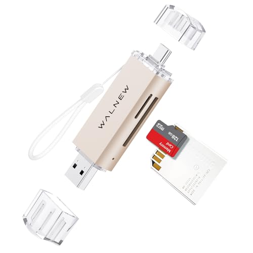 SD Card Reader, WALNEW USB 3.0 and USB-C to SD/Micro-SD TF Memory Card Adapter for Mac,MacBook,Computer/PC,Laptop,iPad 10,iPhone 15 Pro/Max,Samsung Galaxy Android Phone,Support UHS-I SDHC/SDXC/MicroSD