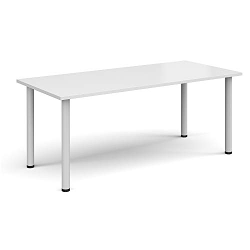 Image of Mr Office Rectangular radial leg meeting table - white legs, White, 1800