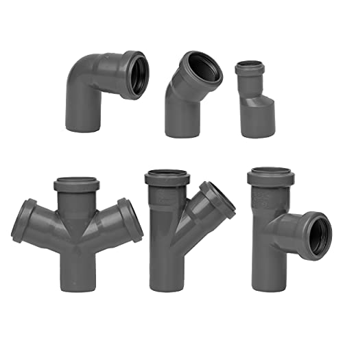 3\" Inch one side push-fit elbow pvc fitting. Multi-purpose 90 degree elbow pipe fitting - vent/drain vent/sewer/condensate. One side rubber push-fit socket. For work above soil.