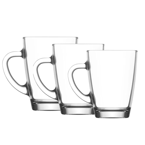 vienberg Vega Teegläser mit Henkel 18er Kombo Set 250/300/400 ml – Robuste Kaffeegläser & Glühweingläser – Spülmaschinenfest & Hitzebeständig - Glastassen für Tee, Kakao & Cappuccino