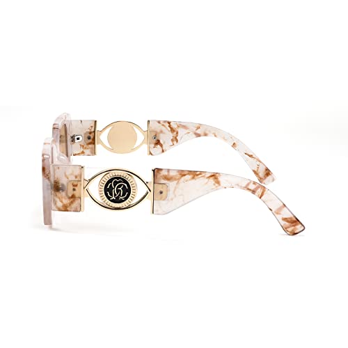 FEISEDY Trendy Small Rectangle Sunglasses 90s Retro Chunky Frame Square Metal Sun Glasses for Women Men B28903