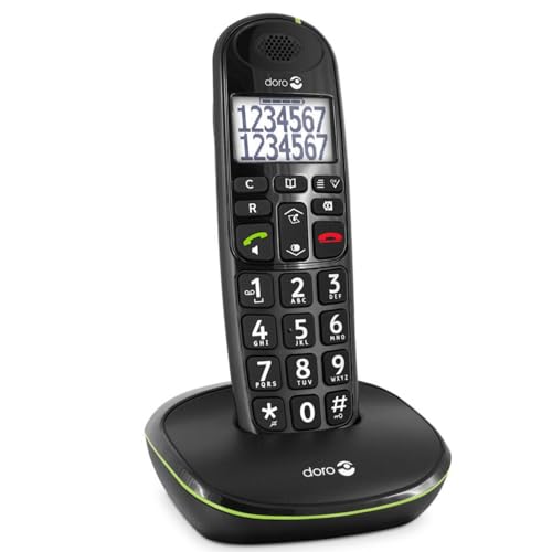 Doro PhoneEasy 110 Téléphone sans Fil DECT pour Seniors avec Touches Grandes Parlantes et Audio Amplifié (Noir X 1) [Version Française]
