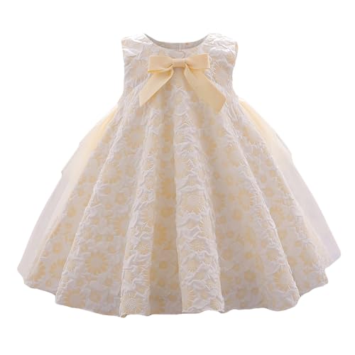 Vestido de niña con lazo y malla floral para fiesta y desfile infantil