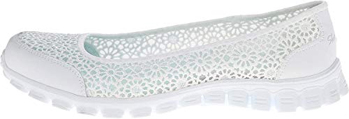 Skechers Sport Women's Ez Flex Sweetpea Slip-On Flat, White, 10 W Us #TOP6