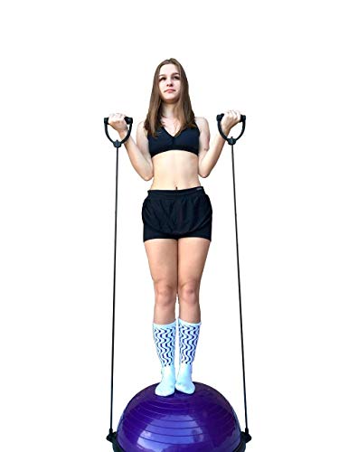 Bosu Ball Meia bola Bosu para Pilates e Yoga Roxo + Corda Puxador - Wct Fitness 40301