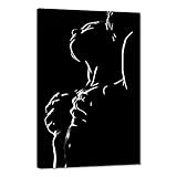 Yatsen Bridge Modern Black and White Nude Sexy Couple Lover Enjoy Painting Home Decor Canvas Wall Art for Living Room Bedroom Hotel Bar, Framed12''x16''