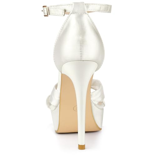 Allegra K Women's Platform Heels Twist Knot Stiletto Heel Satin Heel Sandals4
