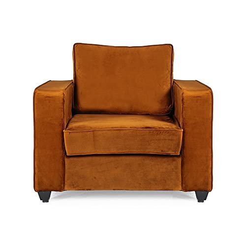Image of Wakefit Sofa Set for Living Room | 3 Years Warranty | Sofa Set, 3+1+1 Seater Sofa, Wooden Sofa Set for Living Room, 5 Seater - Napper (Velvet Fabric, Amber)