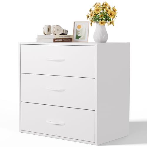 PrimeZone 3 Drawers Wood Closet Dresser Stackable Storage Organizer White