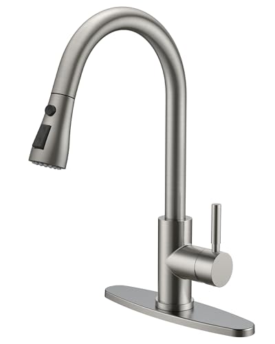 QFN Kitchen Faucet with Pull Down Sprayer Brushed Nickel, High Arc Single Handle Single Level...
