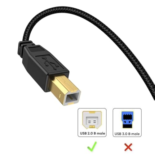 Image of Aliens USB-A to USB-B 2.0 Printer Cable, High Speed 480Mbps data transfer, Nylon Braided Scanner Printer Cord for Epson, HP, Dell, Lexmark, Xerox, Canon, Piano, DAC, Samsung(Black-1.5 Meter /4.9 Feet)