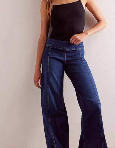 Kedera Women Wide Leg High Waisted Stretchy Flare Denim Pants Side Zipper Bell Bottom Jeans Trendy Pants4